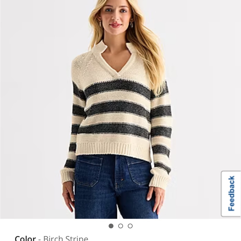 a.n.a Womens Split Crew Neck Long Sleeve Pullover Sweater petite L